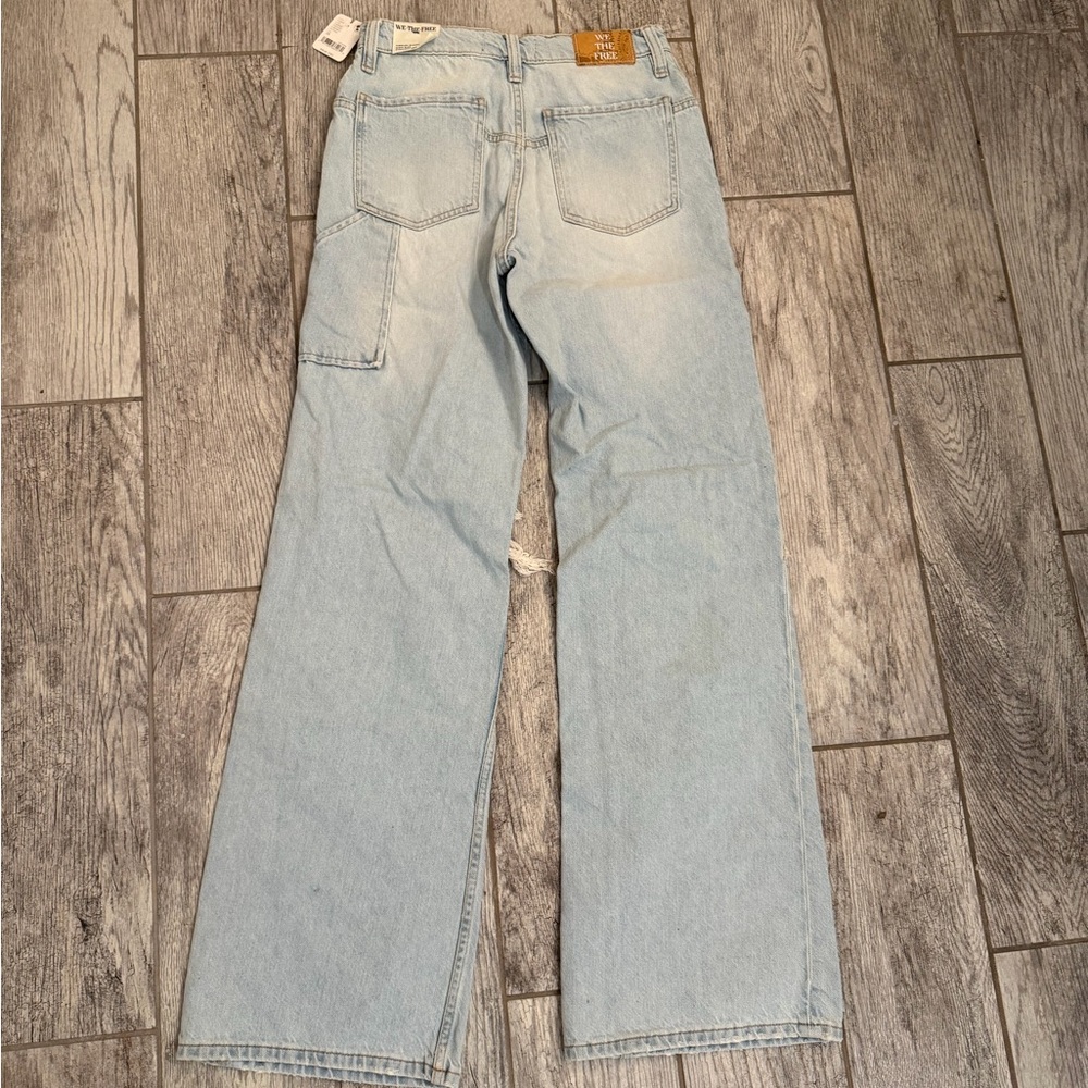 Free People Light Wash Baggy Distressed Jeans - Picture 5 of 9